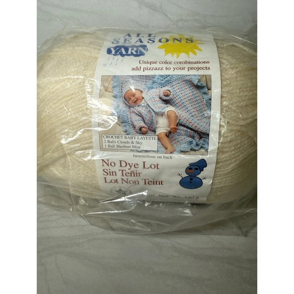 All‎ Seasons Baby Yarn - No Dye Large 12 oz Skein In Off White E1-016